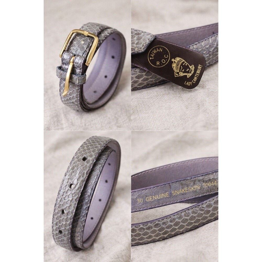 Vtg Lady Canterbury Genuine Snakeskin Belt Sz 30 Gray Lavender Exotic Leather